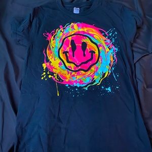 Black and Neon Trippy Smile Tee